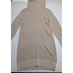 Garnet Hill Womens Tencel Merino Wool Cowl Nek Waffle Knit Sweater Dress Beige S